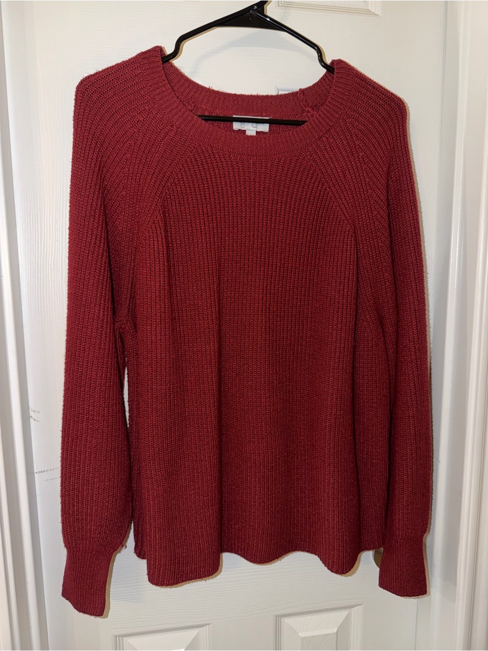 Jessica Simpson Knit Ribbed Crewneck Sweater - Maroon